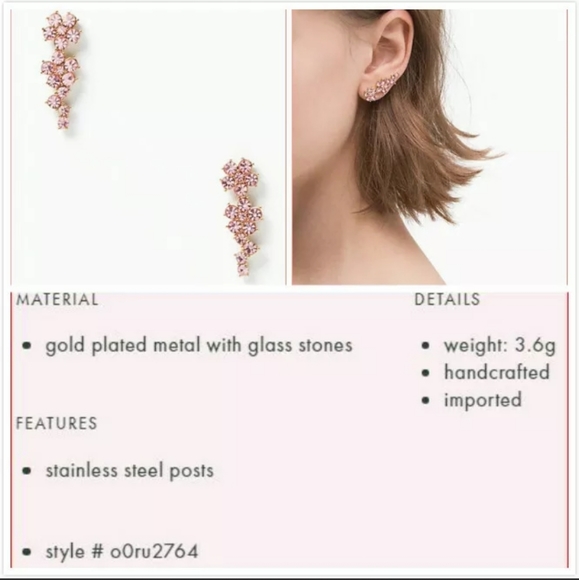 Kate Spade NY - Light Pink Flower Ear Crawlers - Picture 5 of 9